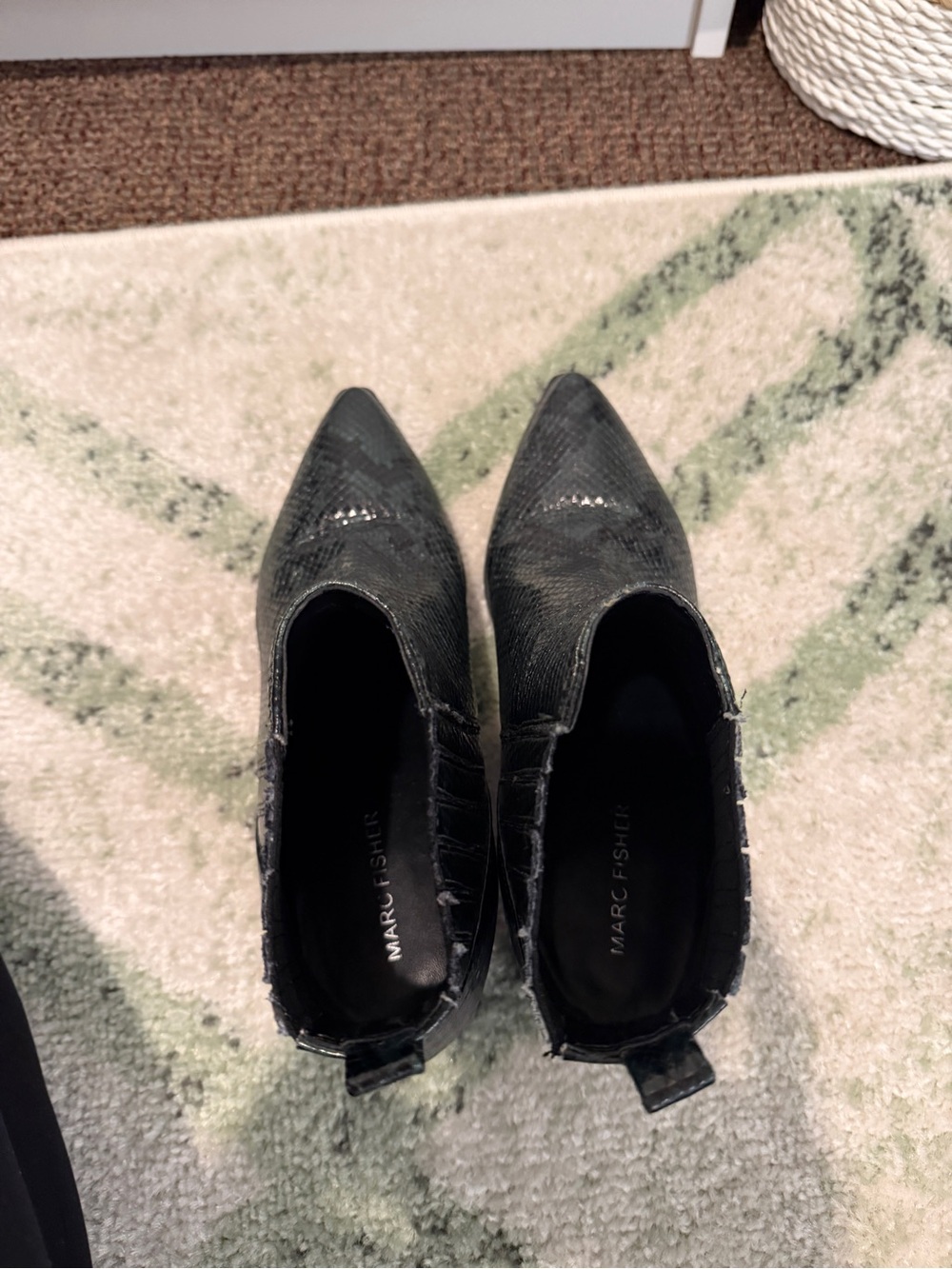 Marc Fisher Black Snake-Embossed Pointed Ankle Booties - Picture 5 of 5